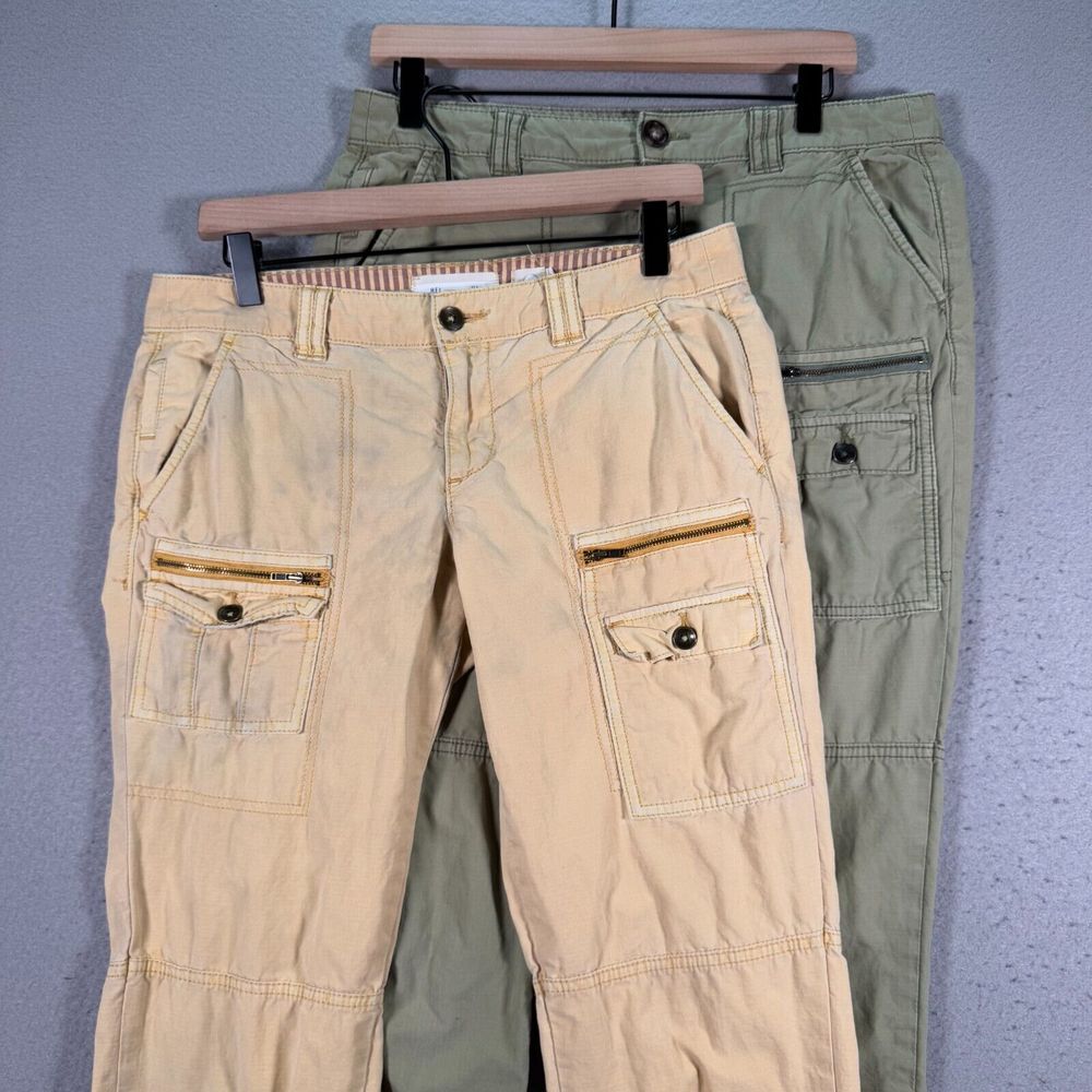Anthropologie Hei‎ Hei Cargo Pants Womens 28 Yellow Green Slim Straight Set Of 2